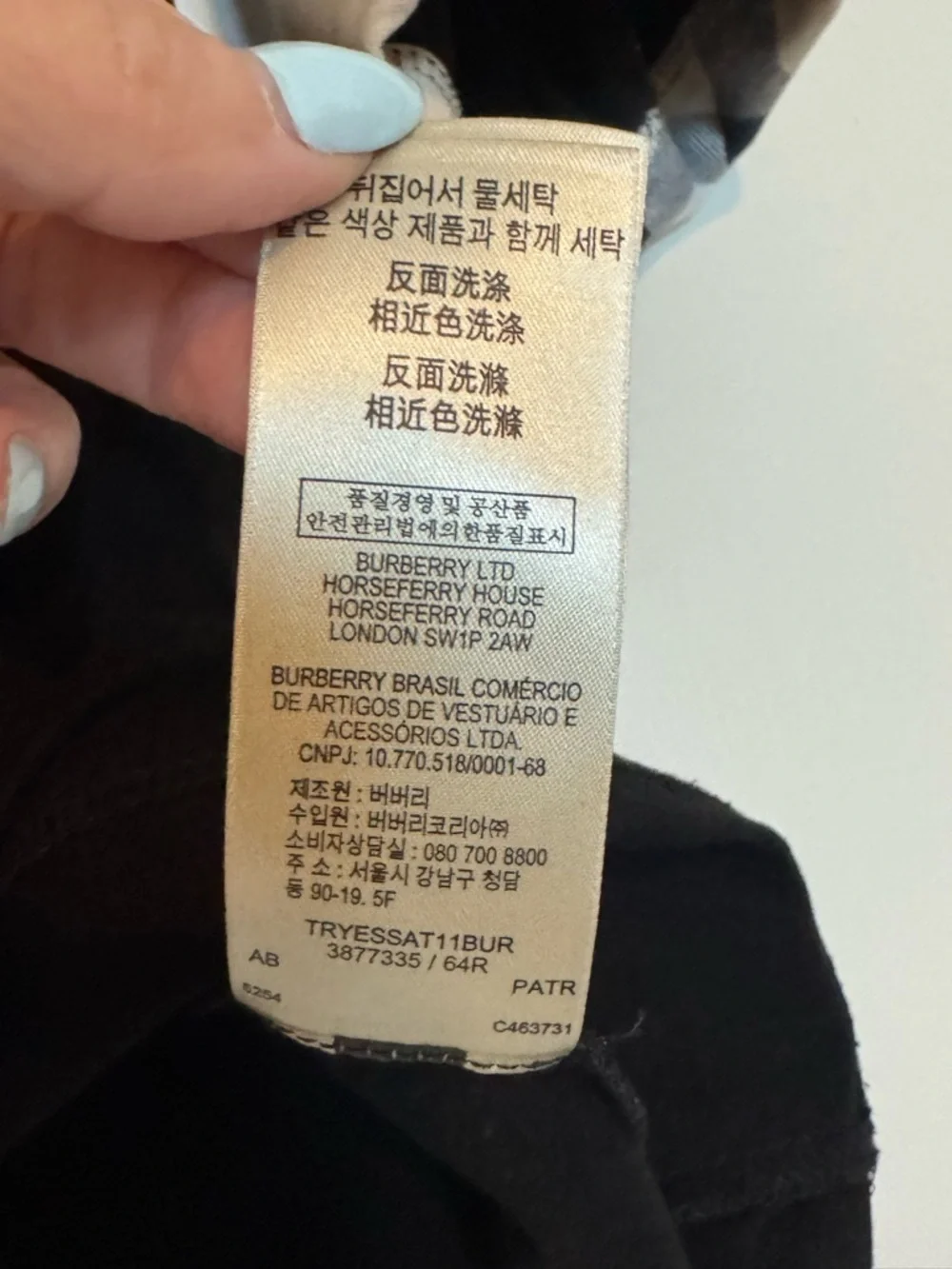 Burberry Brit Black Top Nova Check Cuff Sleeve Size M - Picture 8 of 8